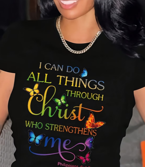 I Can Do All Things Through Christ Butterfly Graphic Tee – Philippians 4:13